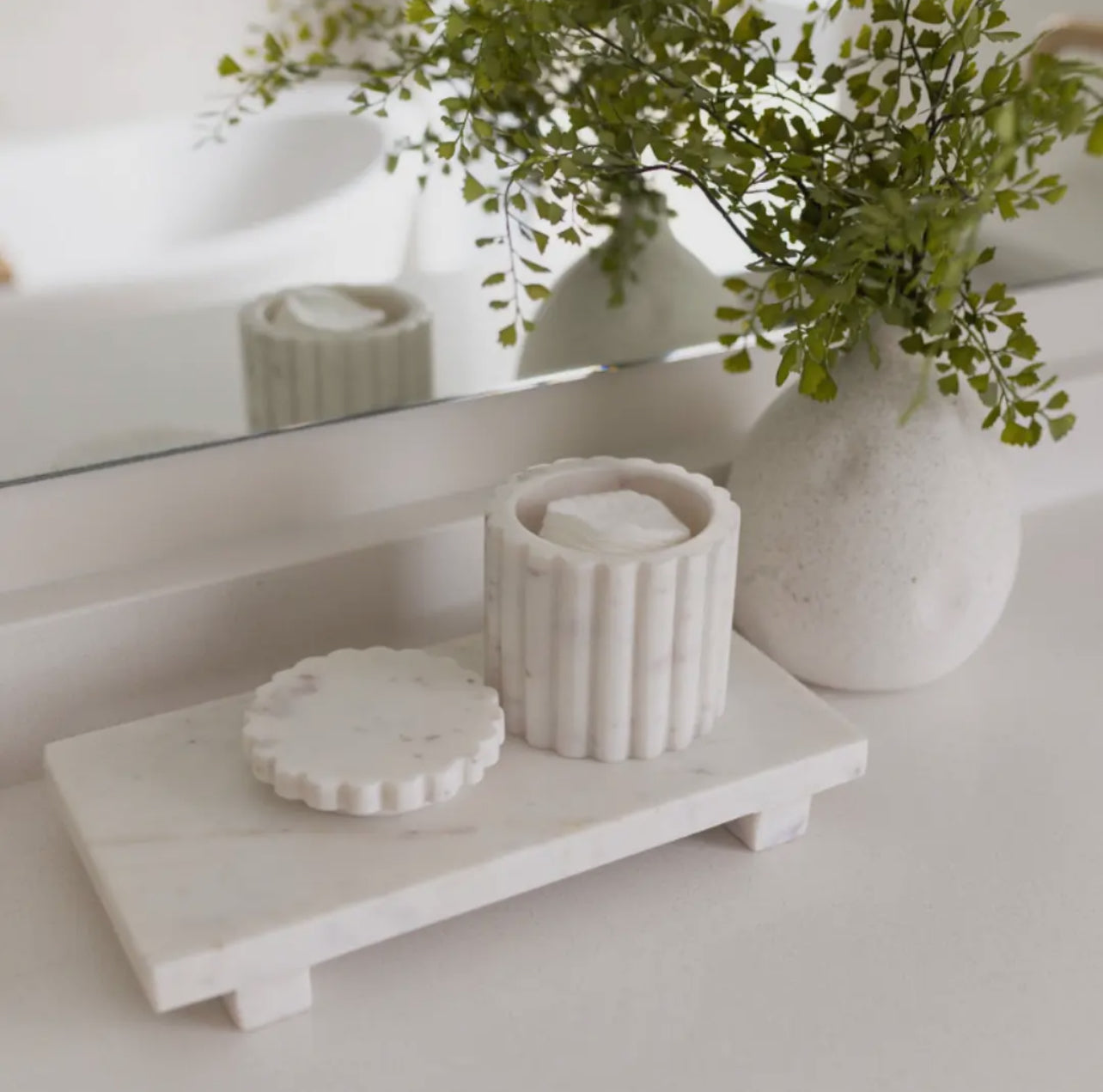 Fluted Jar Marble Canister