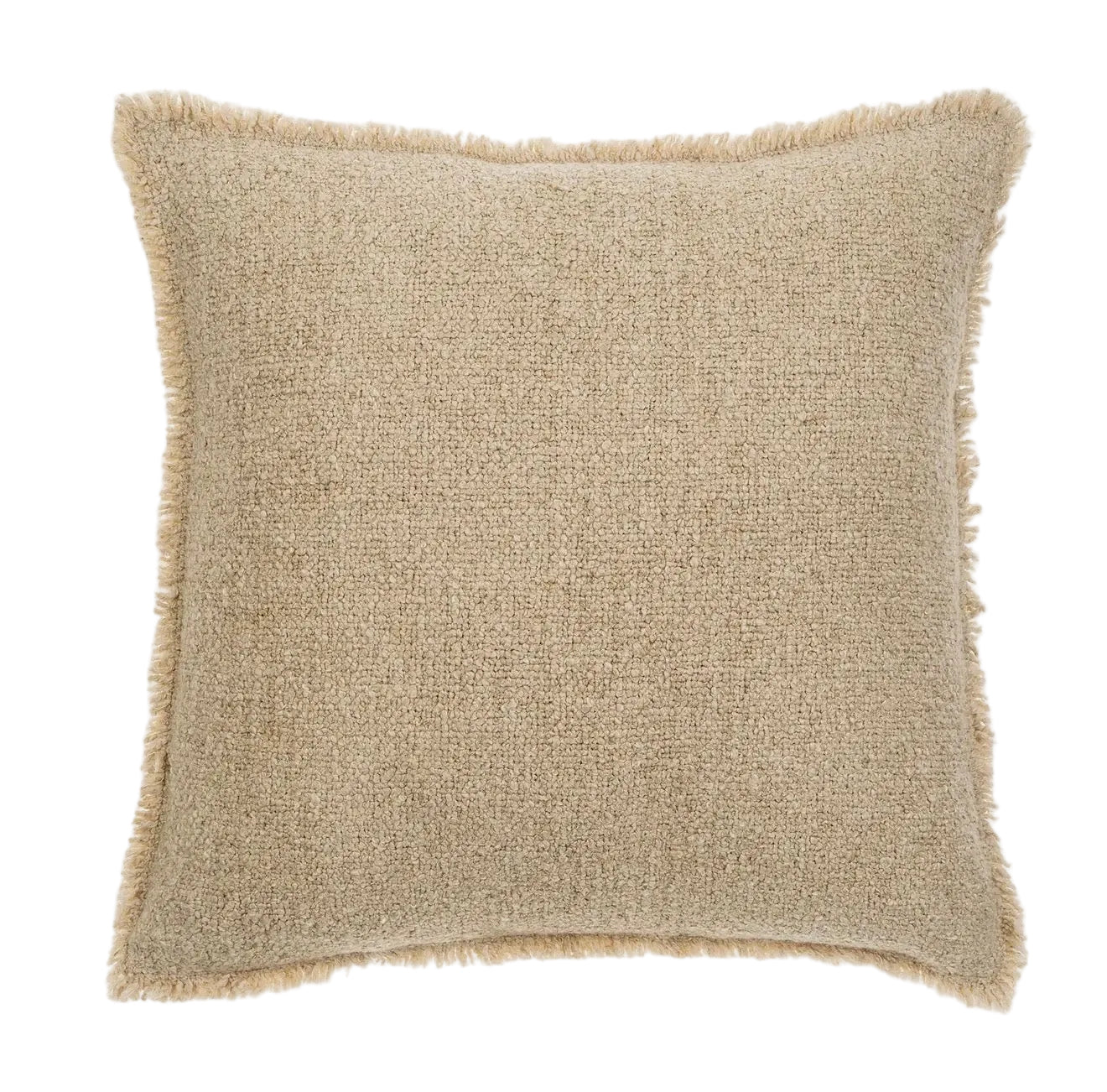 Fringed Boucle Pillow - Light Sand