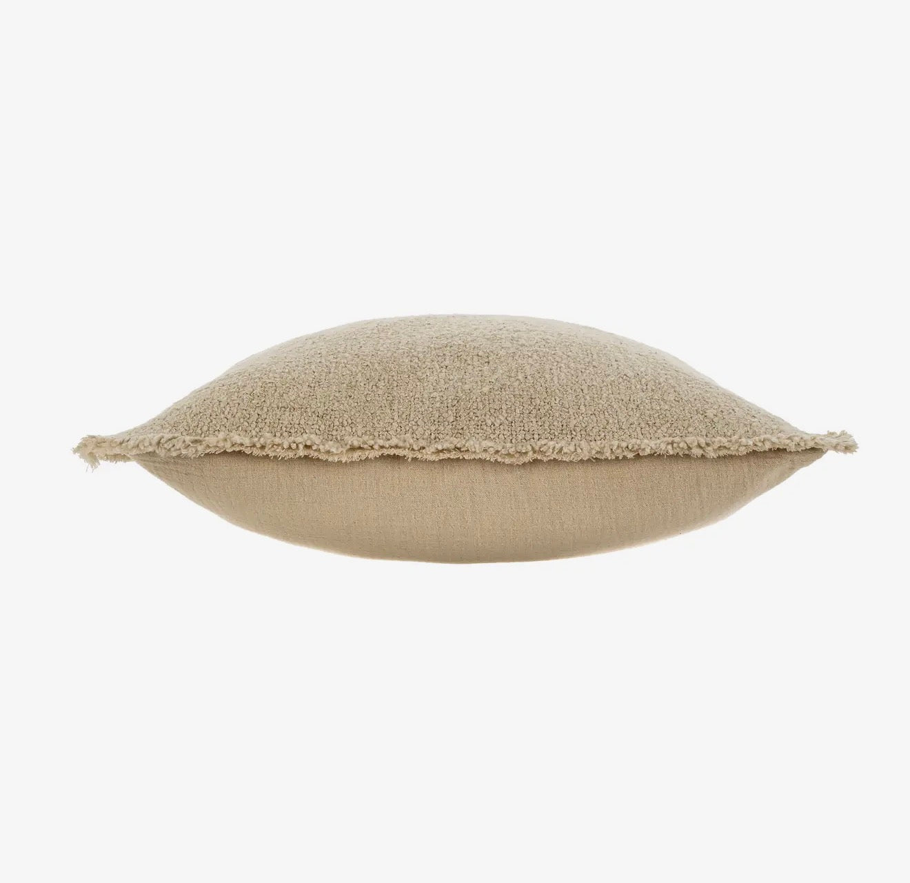 Fringed Boucle Pillow - Light Sand