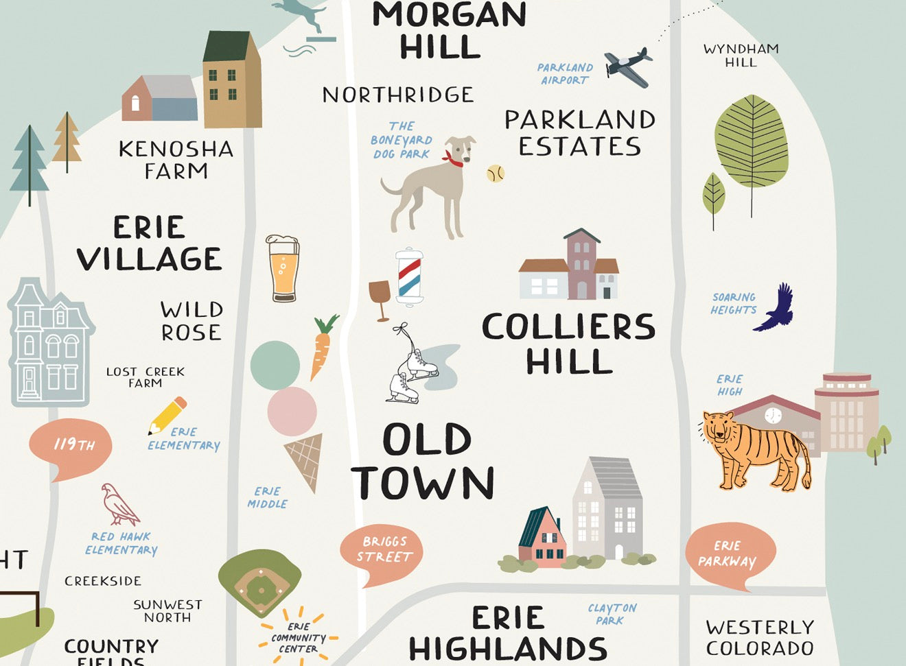 Erie Illustrated Map Print