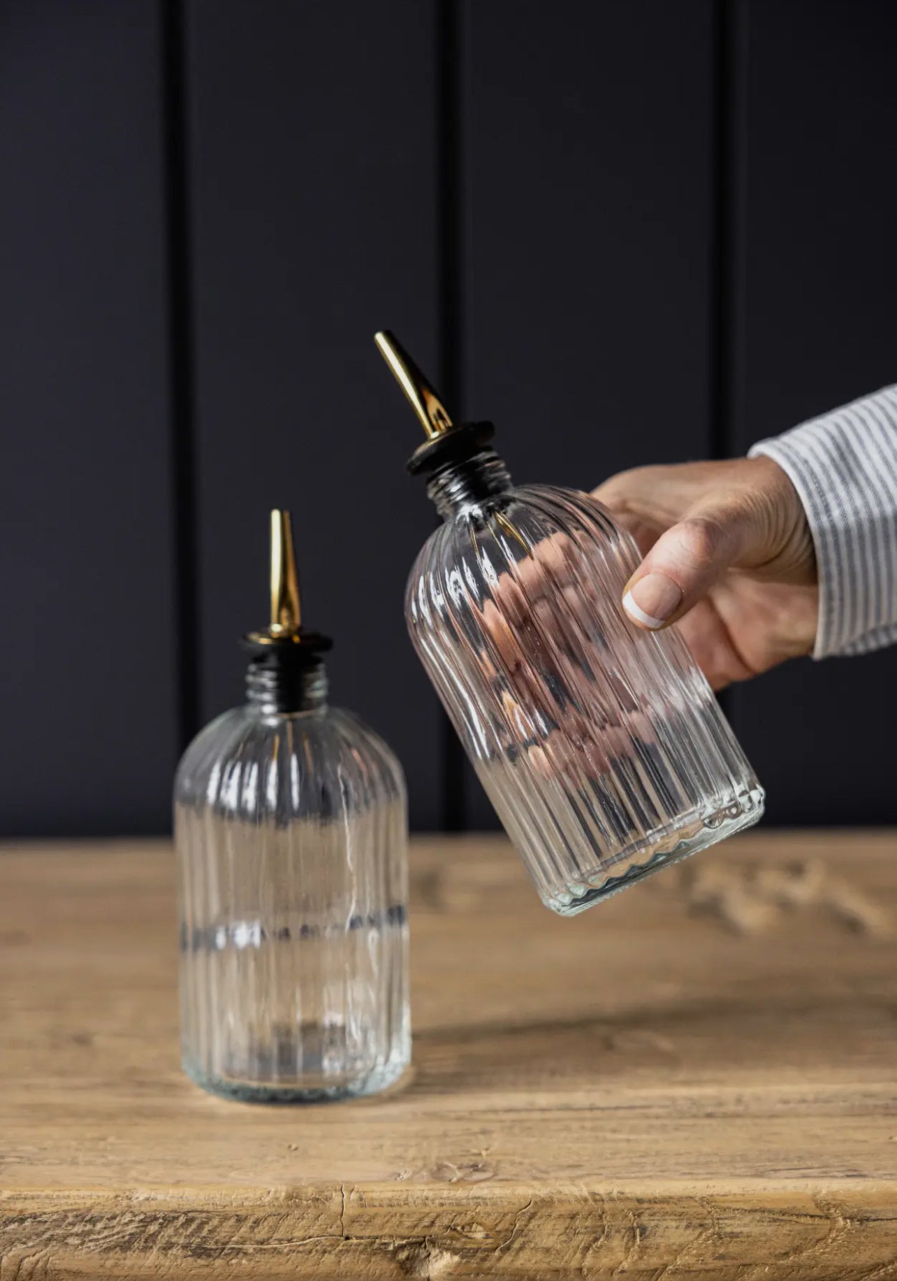 Ribbed Glass Bottle