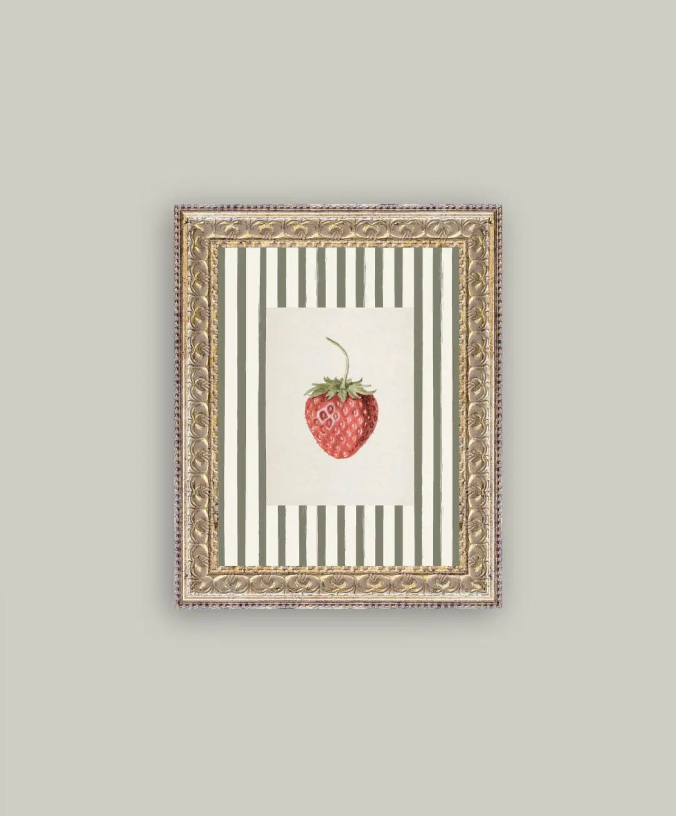 Strawberries On Stripes Framed Art