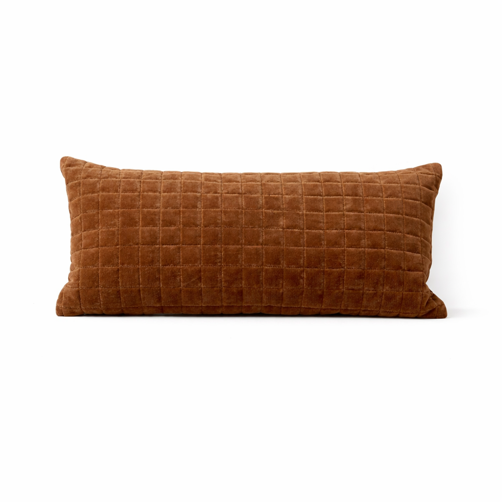 Lumbar Brown, Quilted Velvet