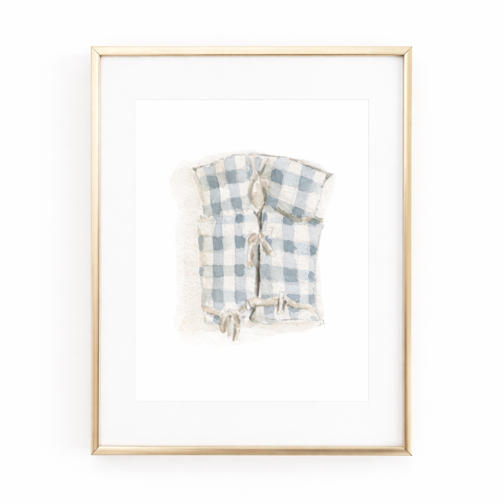 Blue Gingham Boat Coat Art Print