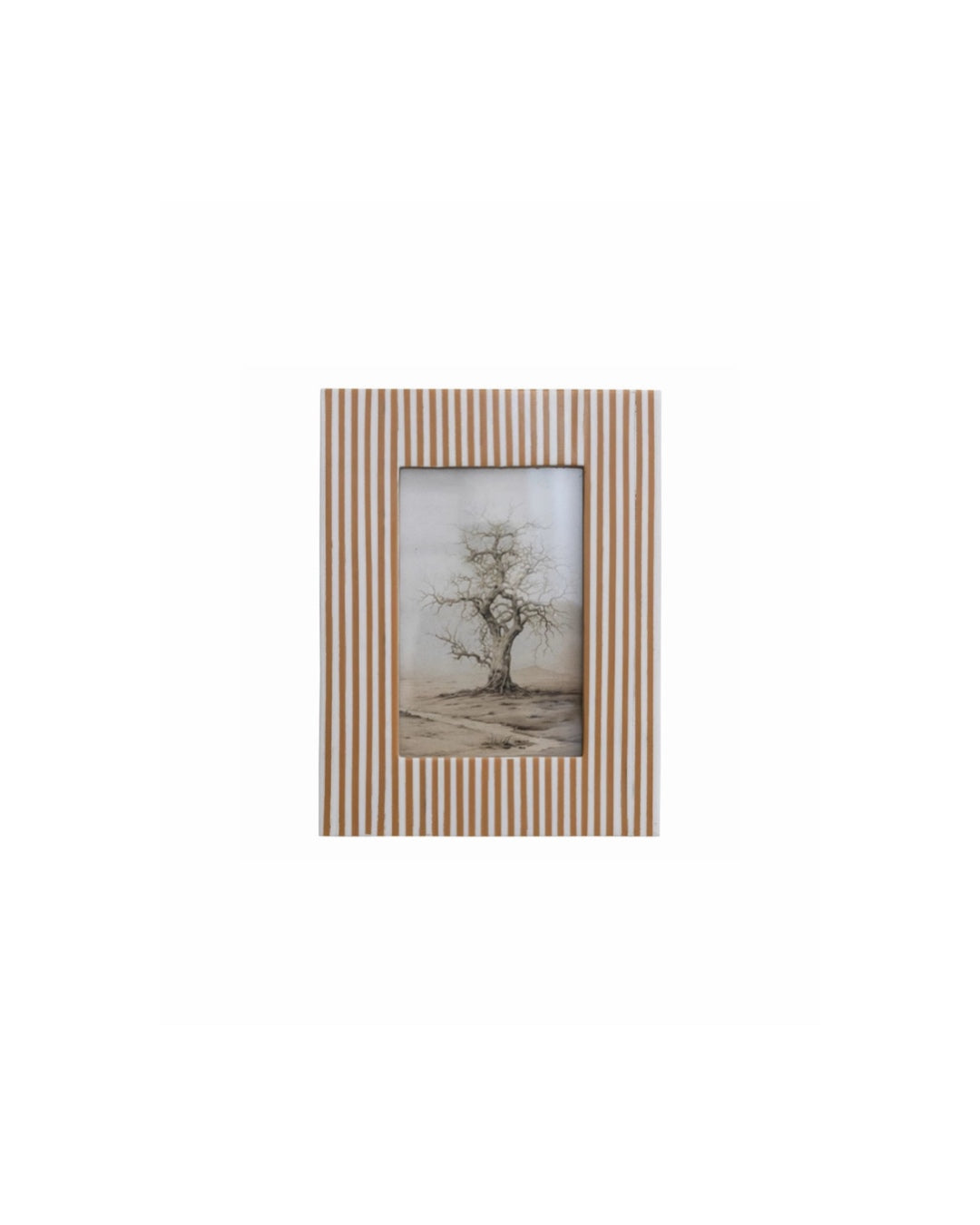 Striped Photo Frame (White/Caramel)