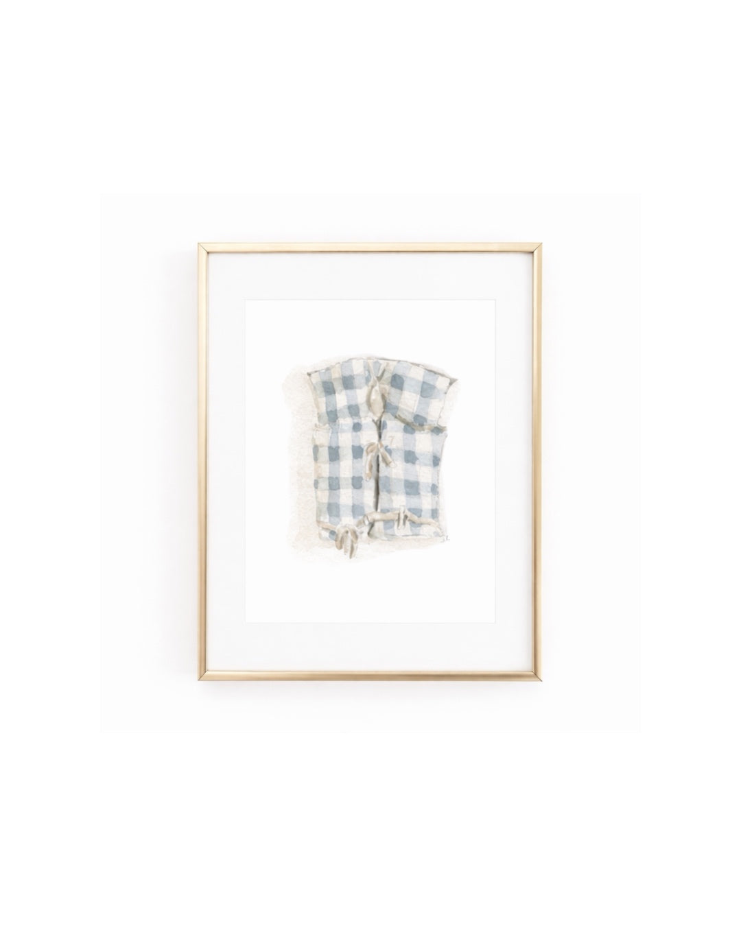 Blue Gingham Boat Coat Art Print