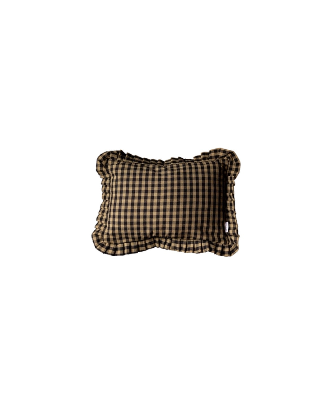 Olive Green Gingham Ruffle Lumbar Pillow Sham
