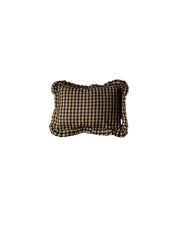 Olive Green Gingham Ruffle Lumbar Pillow Sham