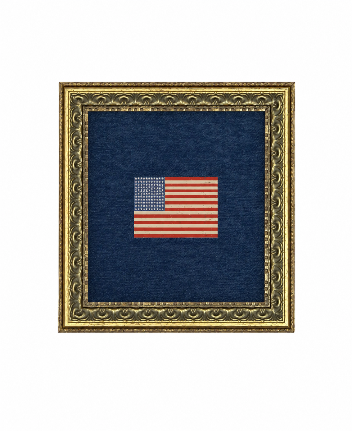Gingham Flag Framed Antique Art