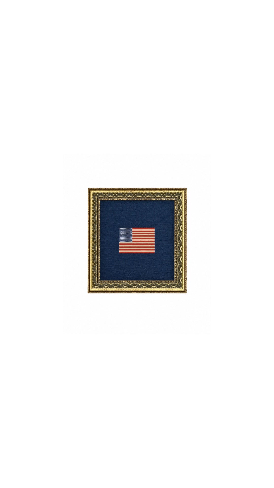 Gingham Flag Framed Antique Art