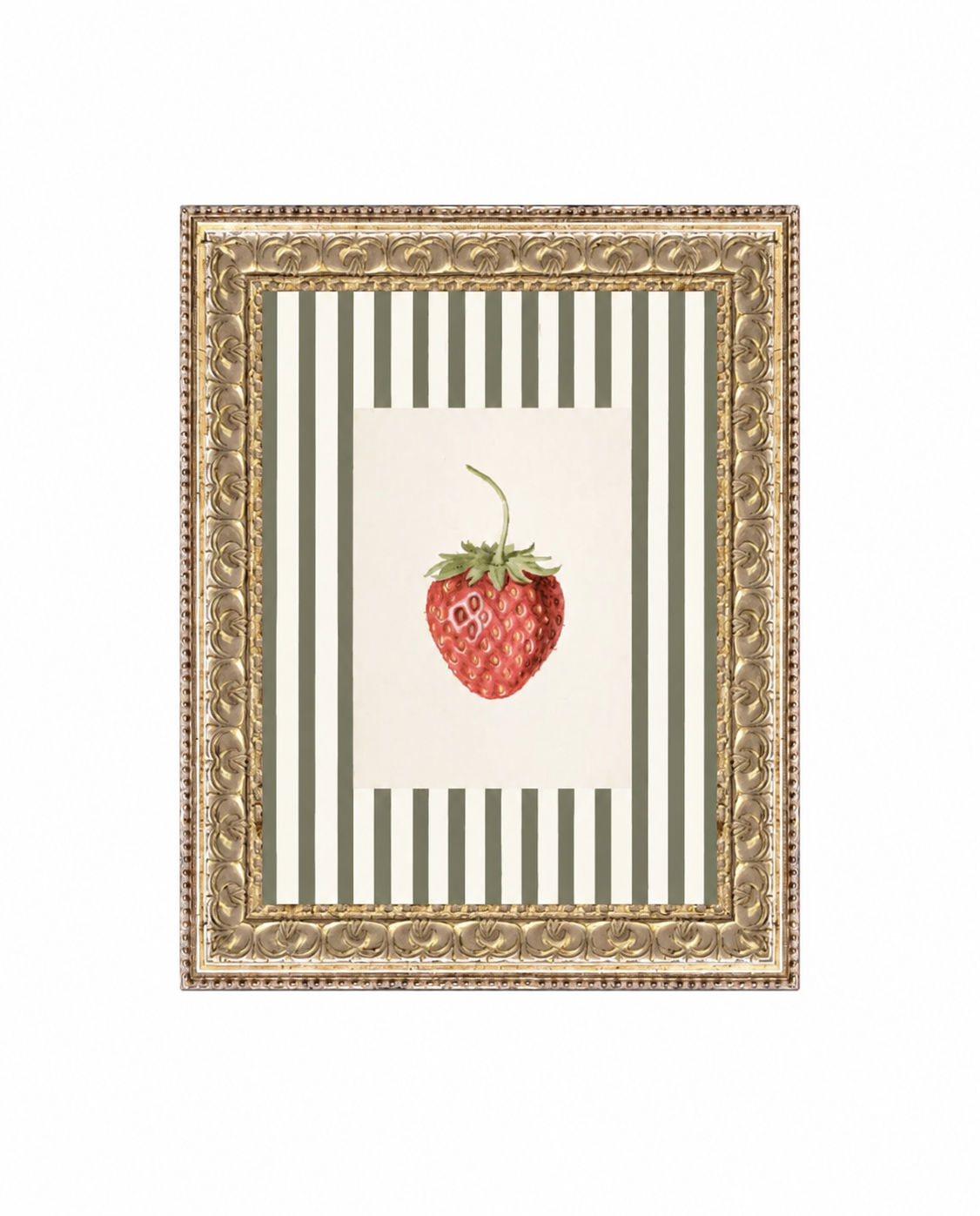 Strawberries On Stripes Framed Art