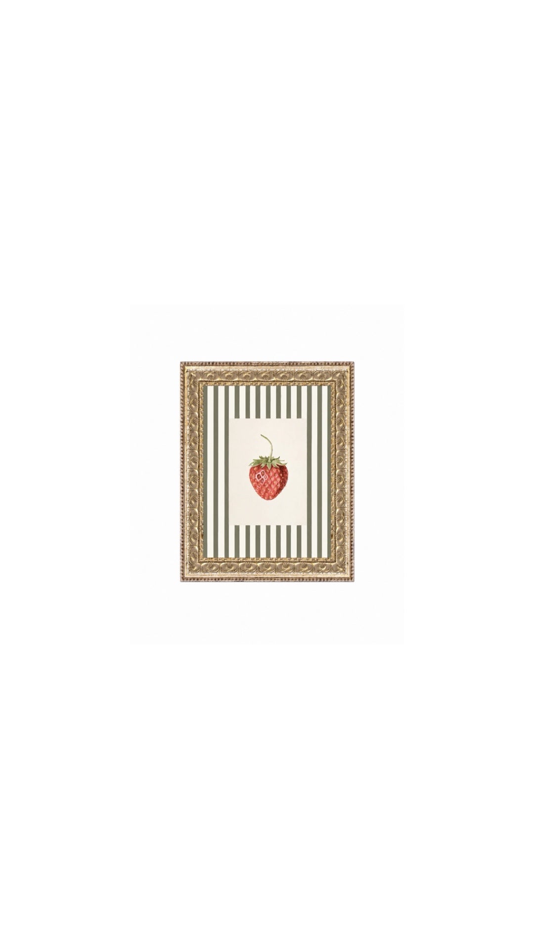 Strawberries On Stripes Framed Art
