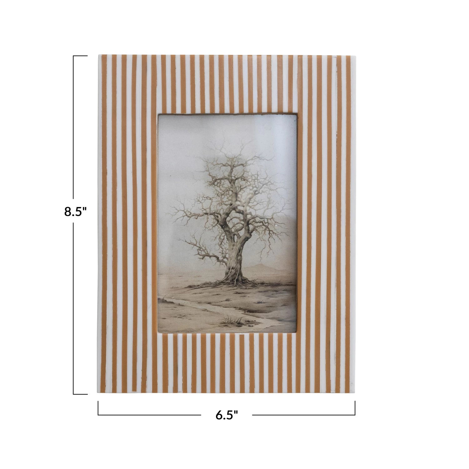 Striped Photo Frame (White/Caramel)