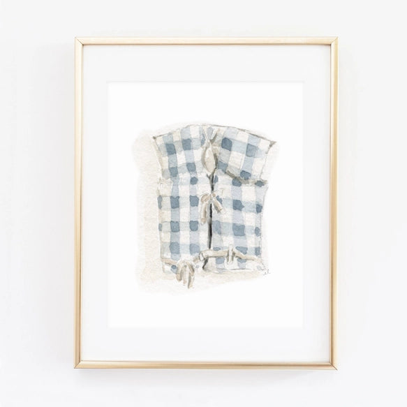 Blue Gingham Boat Coat Art Print