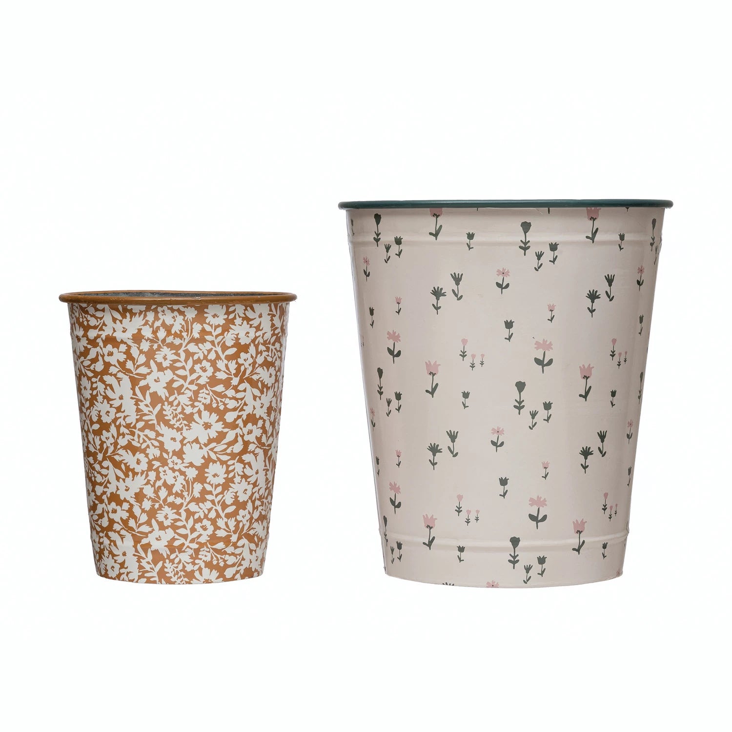 Floral Printed Metal Buckets