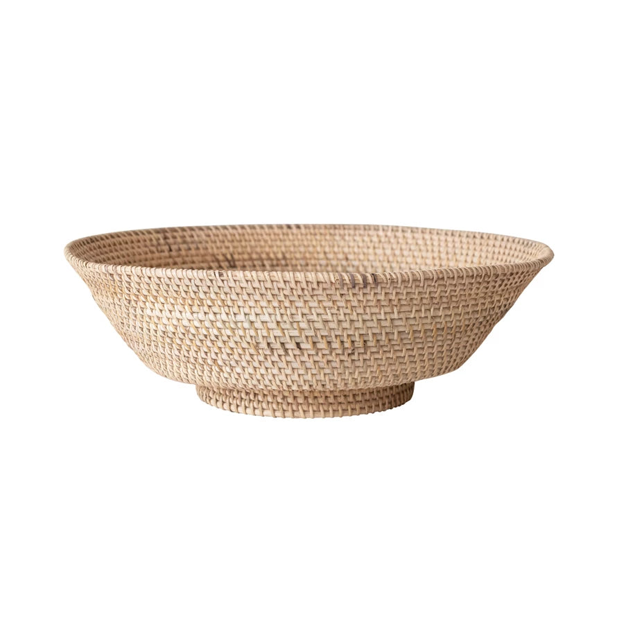 Decorative Hand-Woven Rattan Footed Bowl