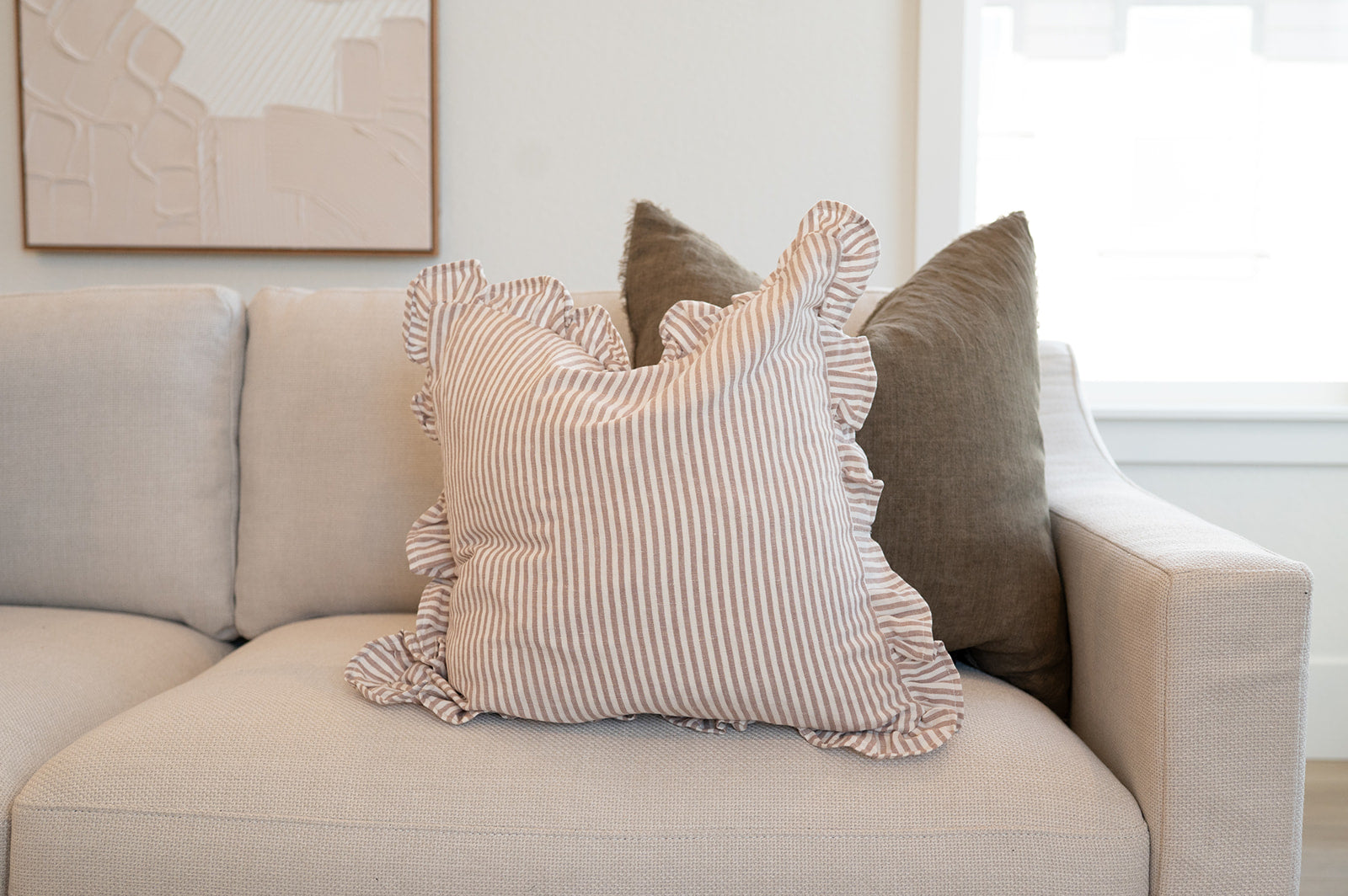 Ruffle Thin Stripe Pillow