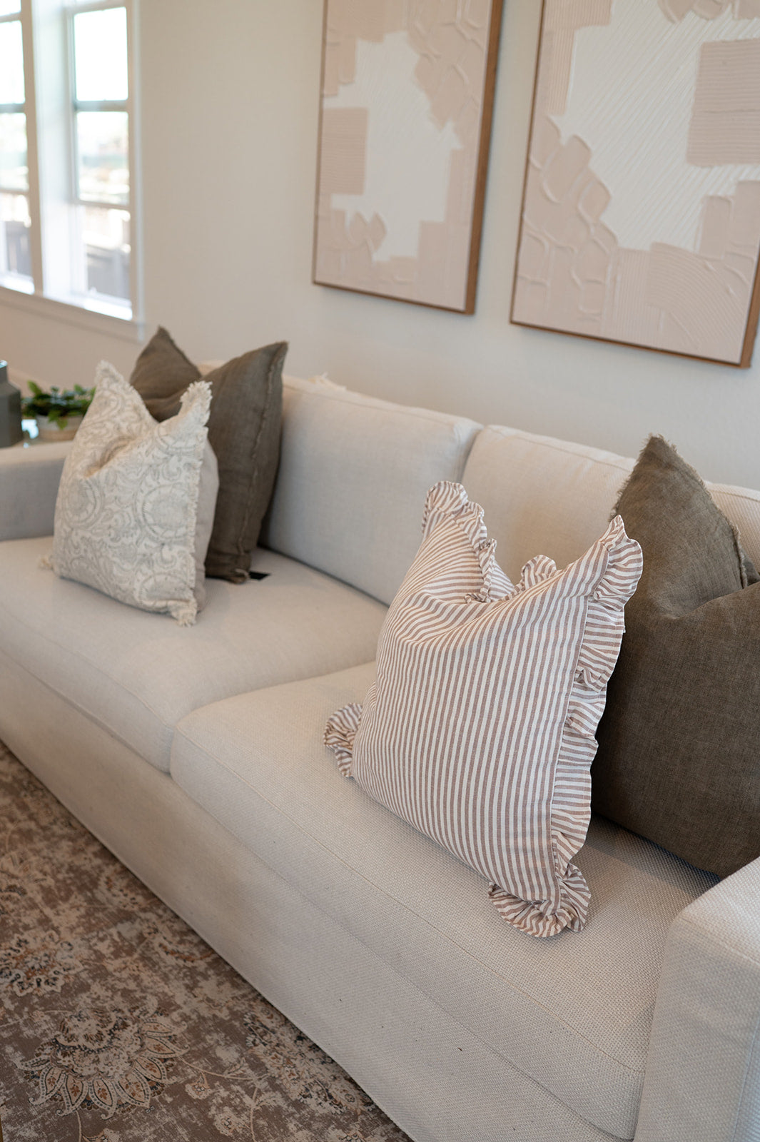 Ruffle Thin Stripe Pillow