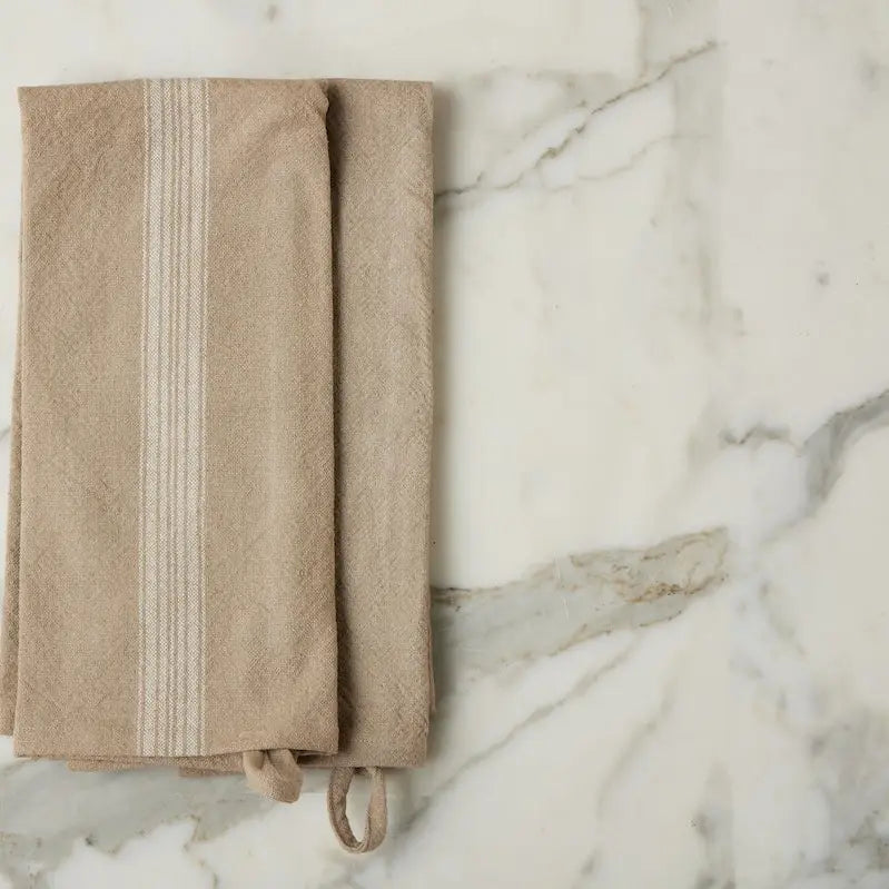 Kitchen Tea Towel - Vintage White Stripe